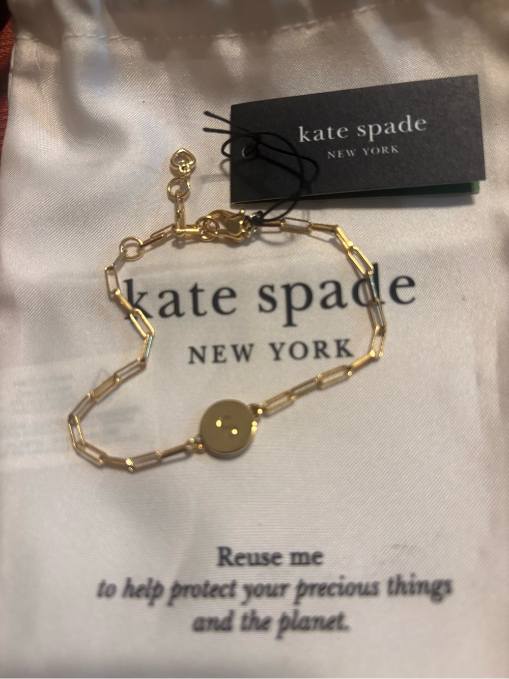 kate spade New York  Initial Chain Bracelet Gold-tone Paperclip
